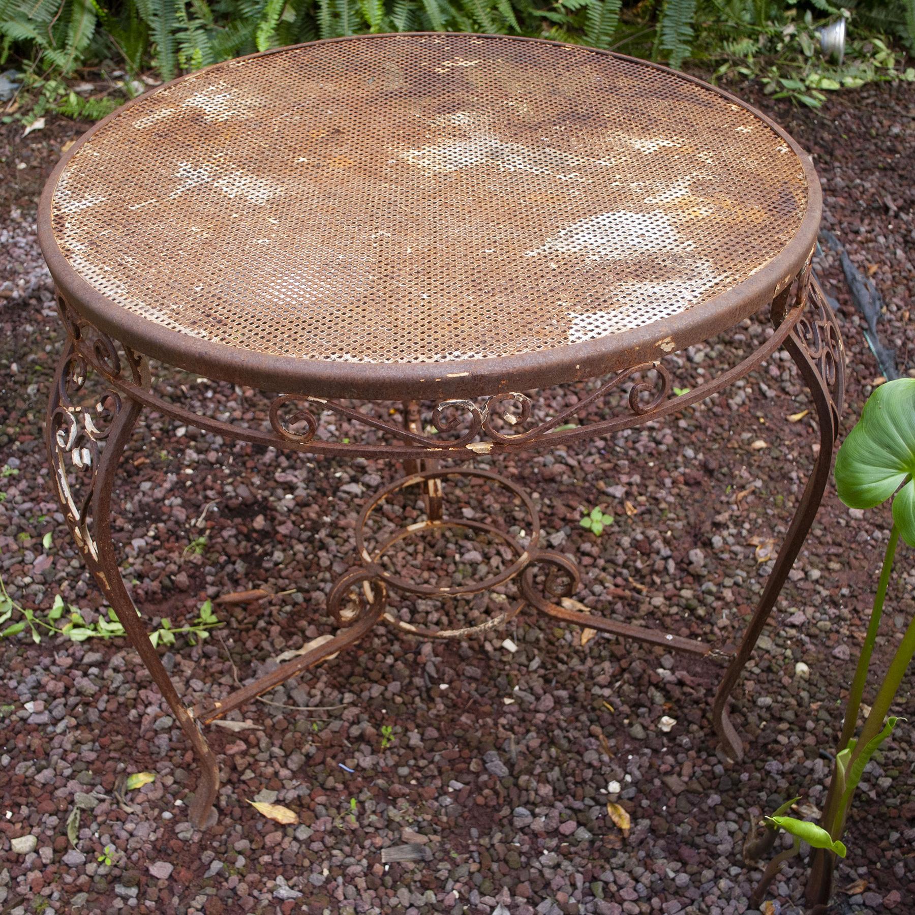Mid-20th Century Wrought Iron Garden Side Table from the 1950s Casa e Giardino For Sale