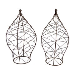 Wrought Iron Garden Topiaries, A Pair