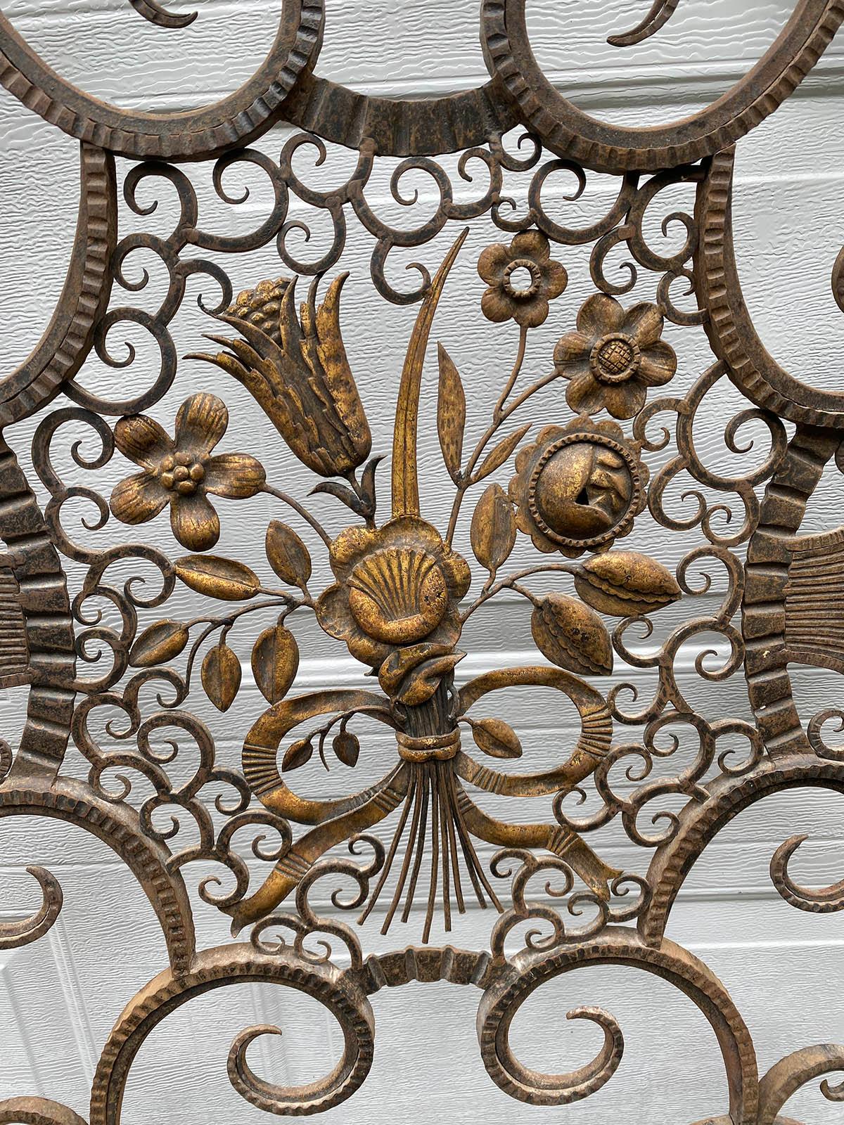 Patinated Wrought Iron Gate, After Edgar Brandt For Sale