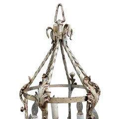 Araña de hierro forjado y plata dorada, circa 1880