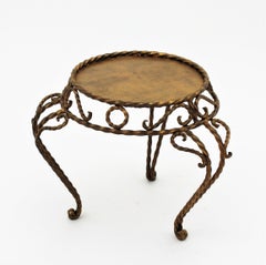 Wrought Iron Gilt Table with Twisted Details