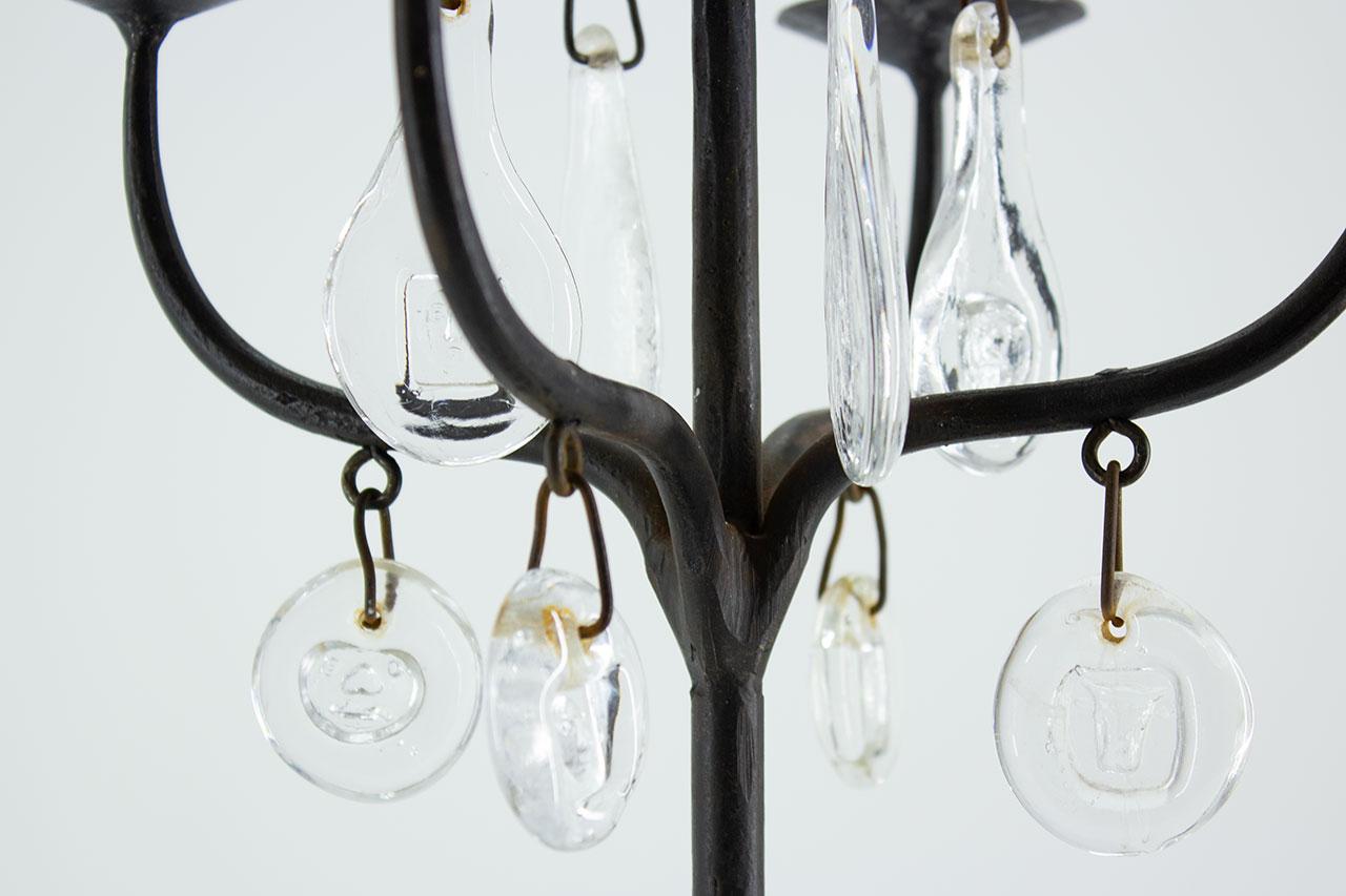 Wrought Iron & Glass Candelabra by Erik Höglund, Sweden, 1960s 5