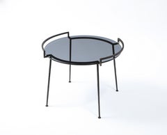 Wrought Iron & Smoked Glass Occasional Table, France 1960's