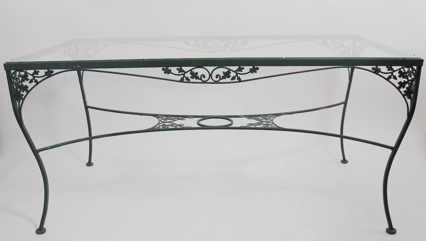 Wrought Iron Glass Top Garden Patio Dining Table by Woodard 1