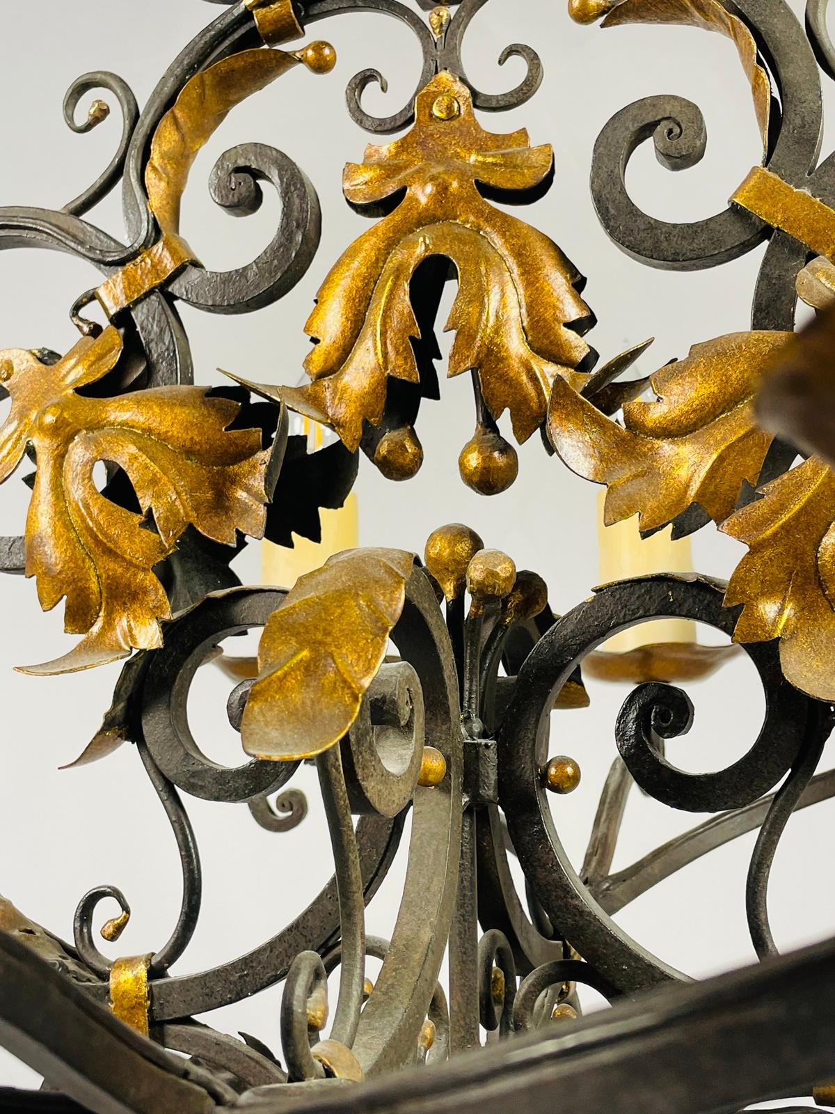 Wrought Iron & Gold Gilt Chandelier by Paul Ferrante, USA 2016 For Sale 5