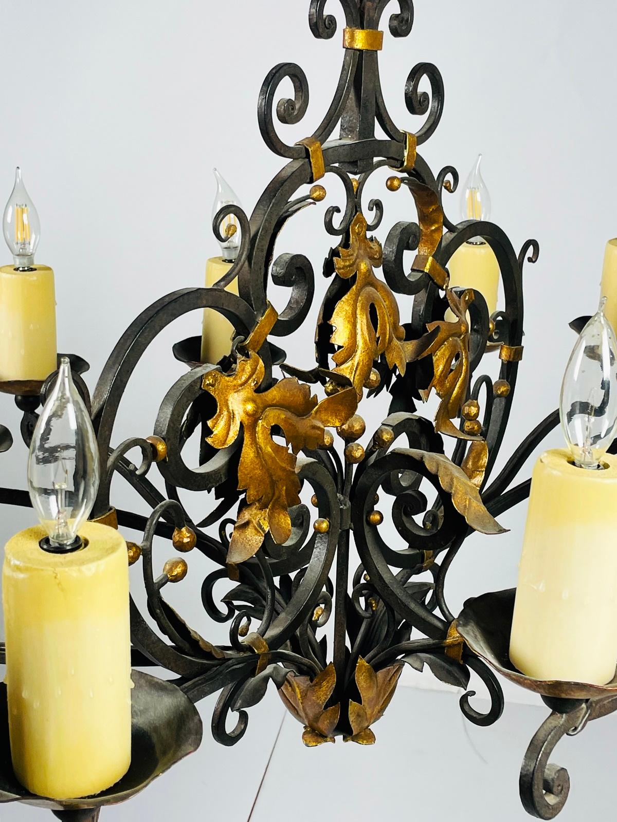 Wrought Iron & Gold Gilt Chandelier by Paul Ferrante, USA 2016 For Sale 7