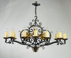 Wrought Iron & Gold Gilt Chandelier by Paul Ferrante, USA 2016