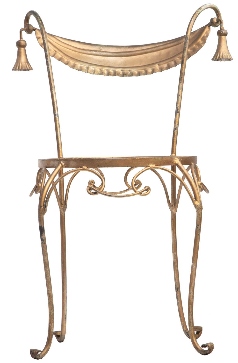 American Wrought Iron Gold Parlor Chair For Sale
