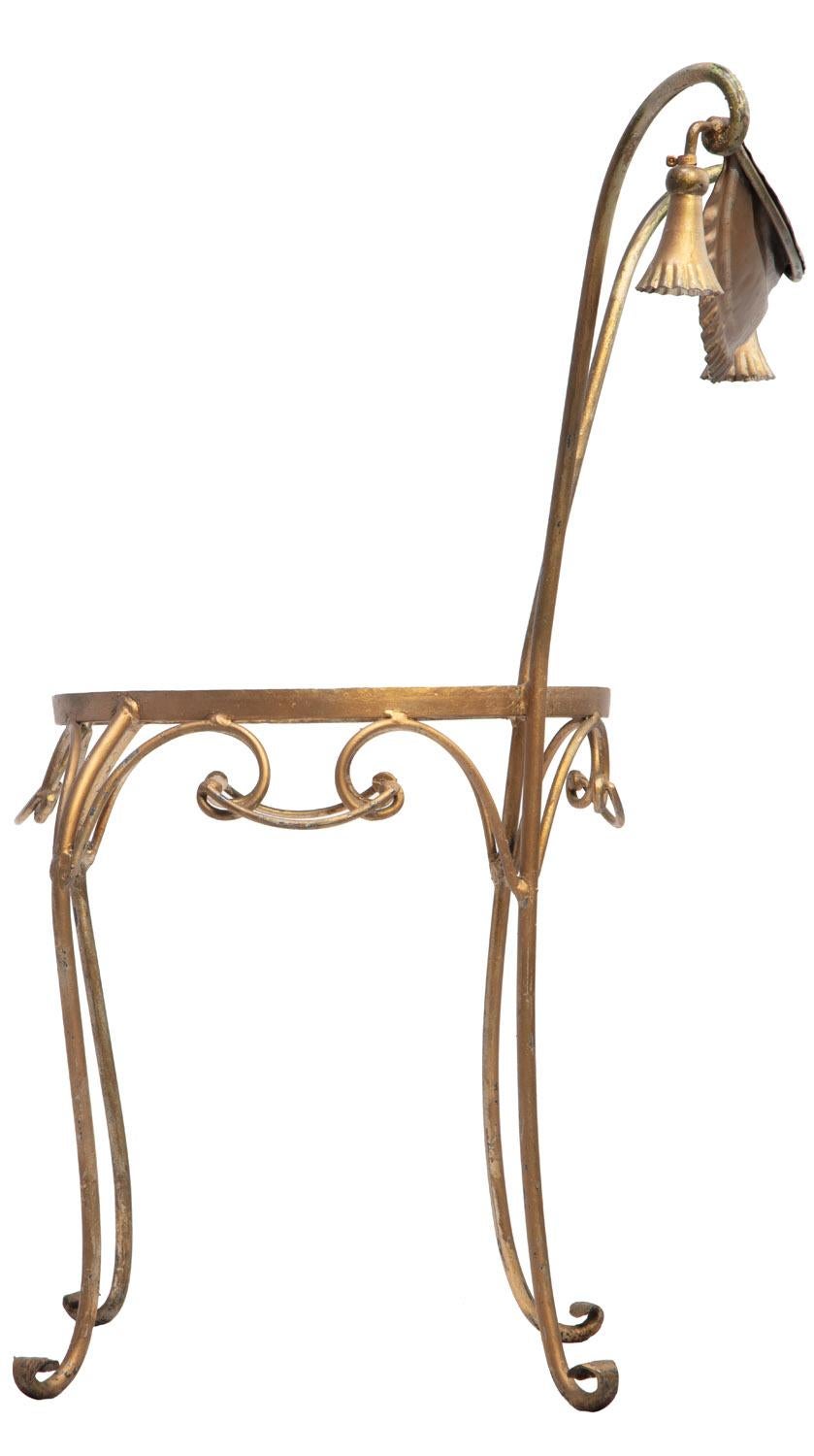 Forged Wrought Iron Gold Parlor Chair For Sale