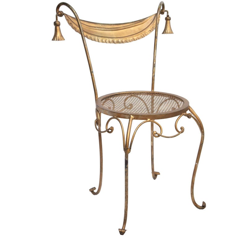 Wrought Iron Gold Parlor Chair For Sale at 1stDibs