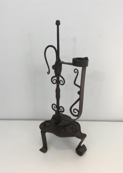 Wrought Iron Gothic Style Candleholder, French, circa 1920
