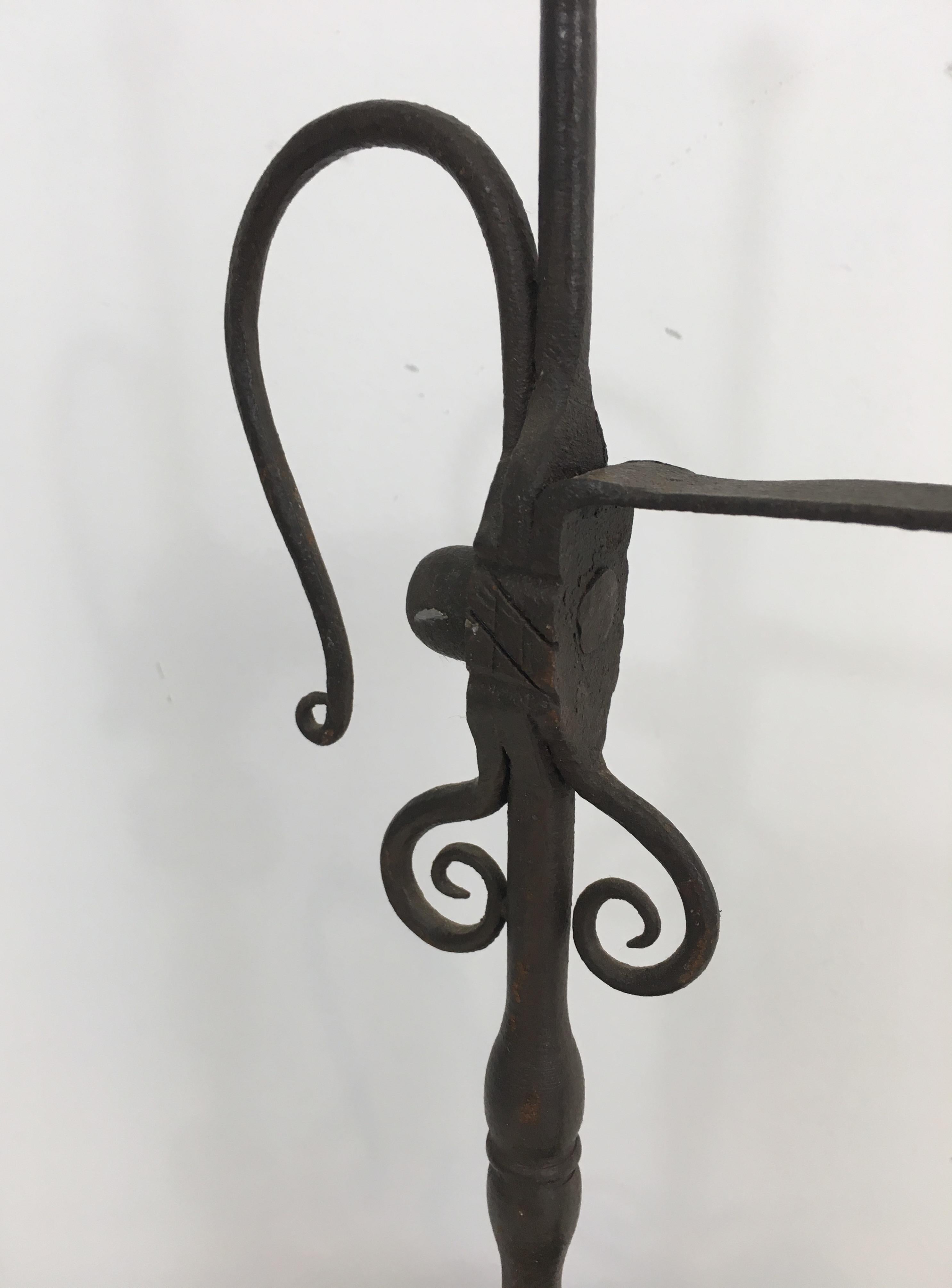 Wrought Iron Gothic Style Candleholder, French, circa 1920 2