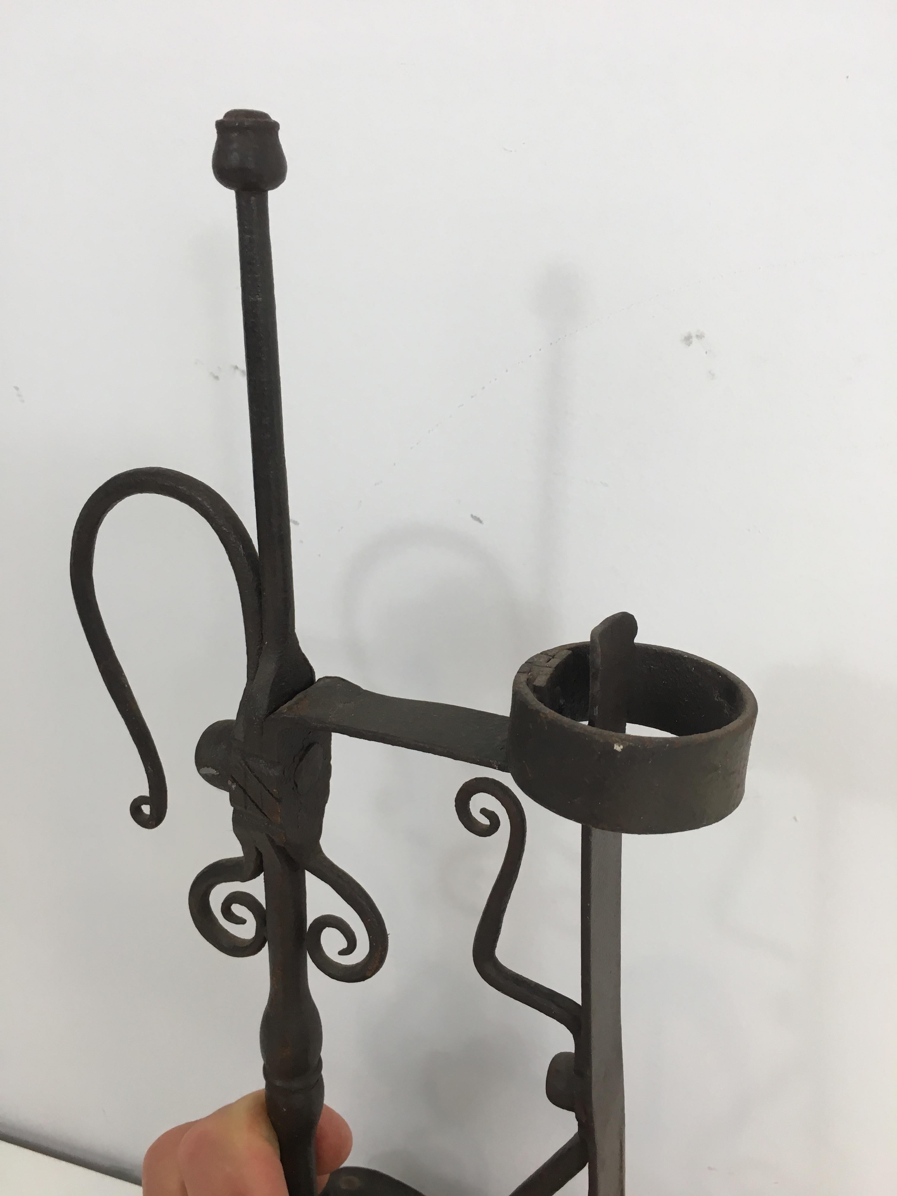 Wrought Iron Gothic Style Candleholder, French, circa 1920 5