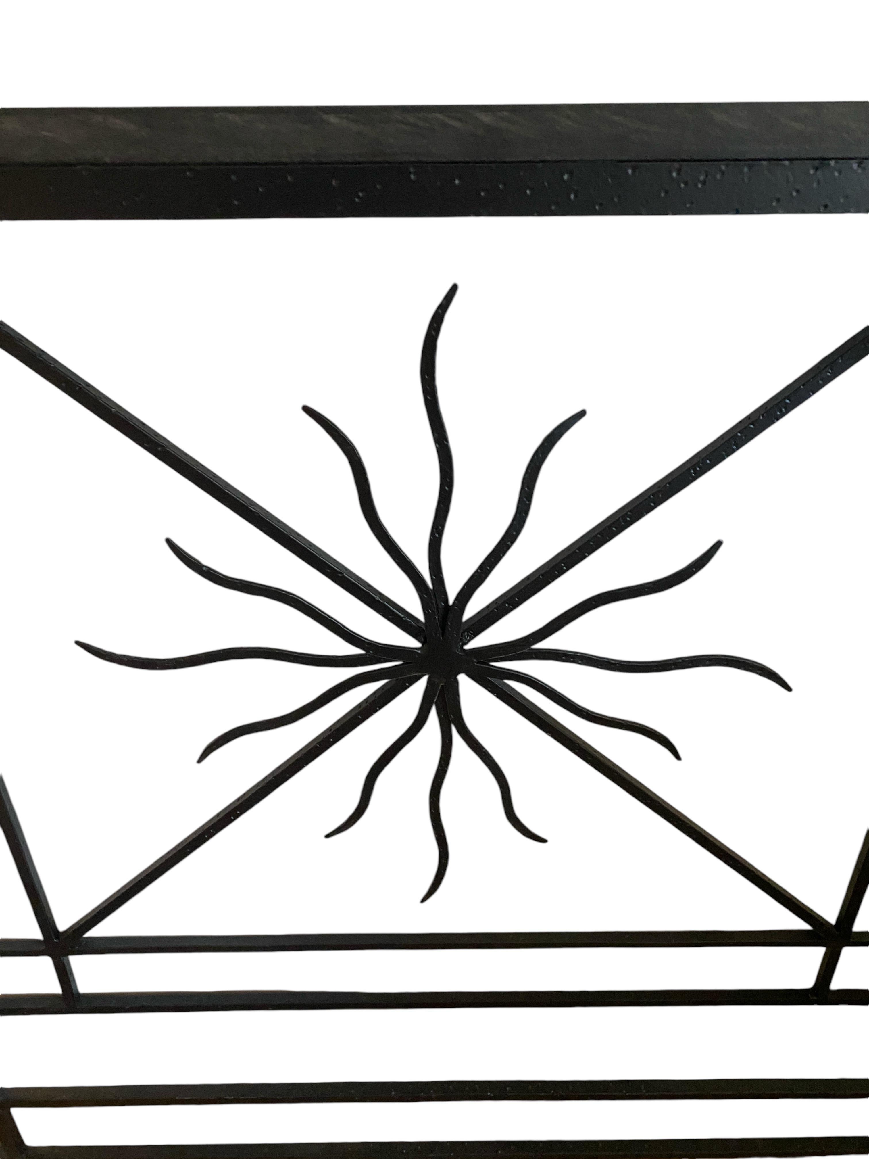 Wrought Iron & Granite Console with Sunburst Motif For Sale 5