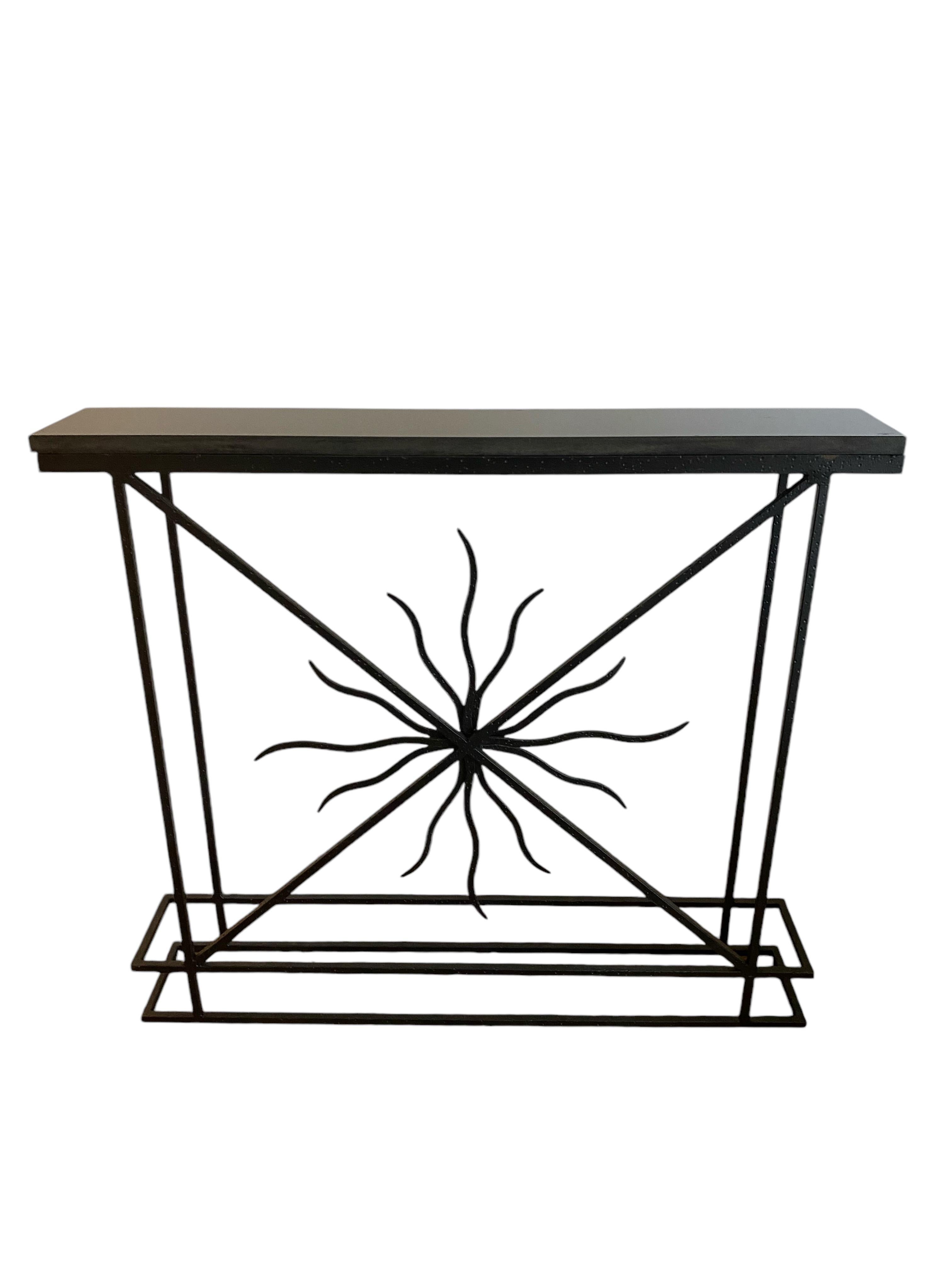 Wrought Iron & Granite Console with Sunburst Motif For Sale 8