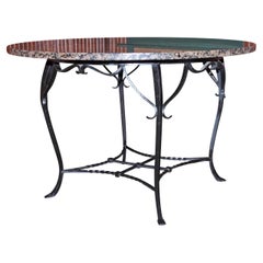 Antique Wrought Iron Granite Top Round Kitchen or Dinning Table Handmade, circa 1910