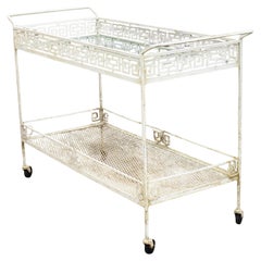 Meadowcraft Athena Collection Greek Key Wrought Iron Bar Cart, 1950's