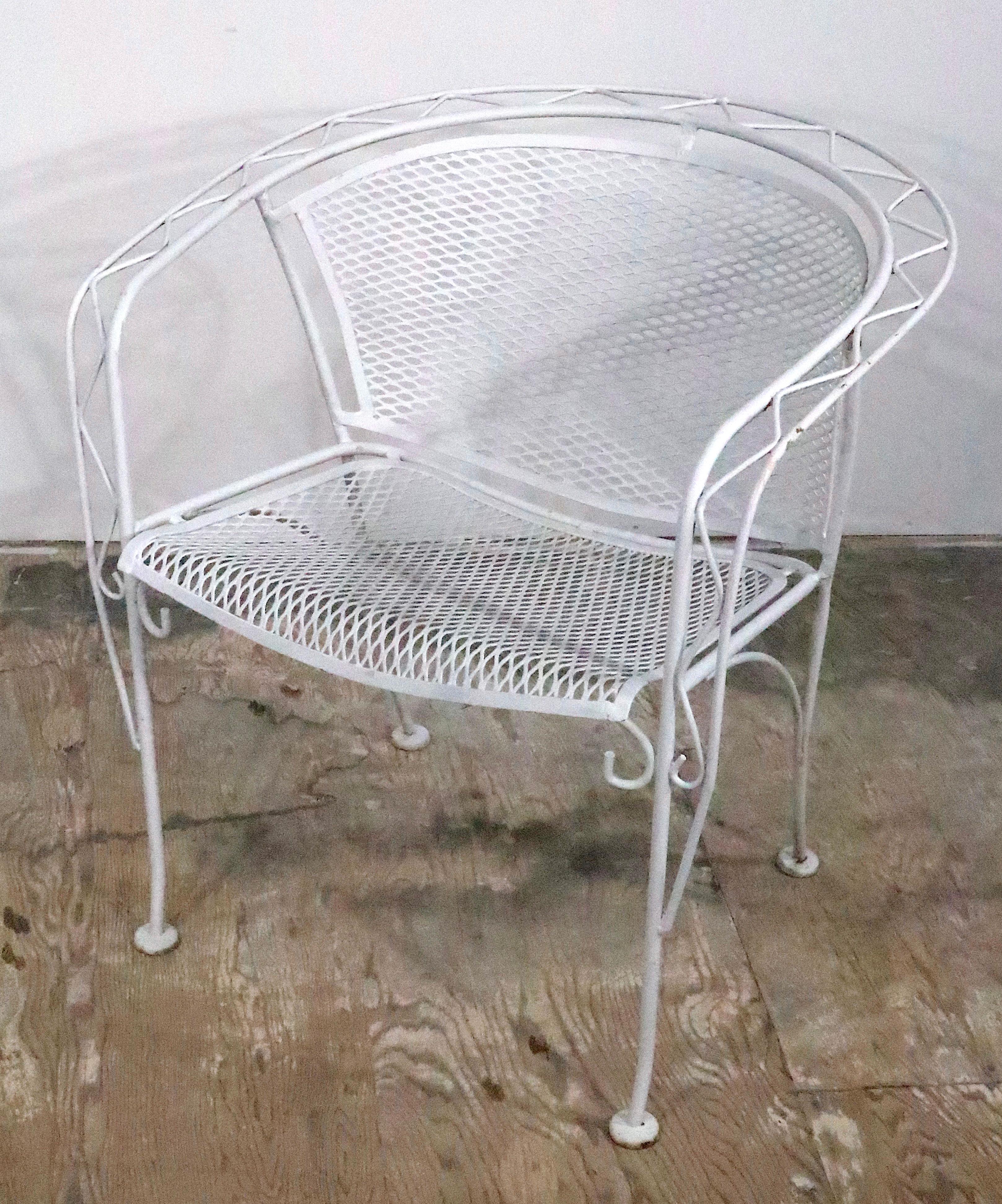 Wrought Iron Green Patio Chair by Salterini c 1950's at 1stDibs