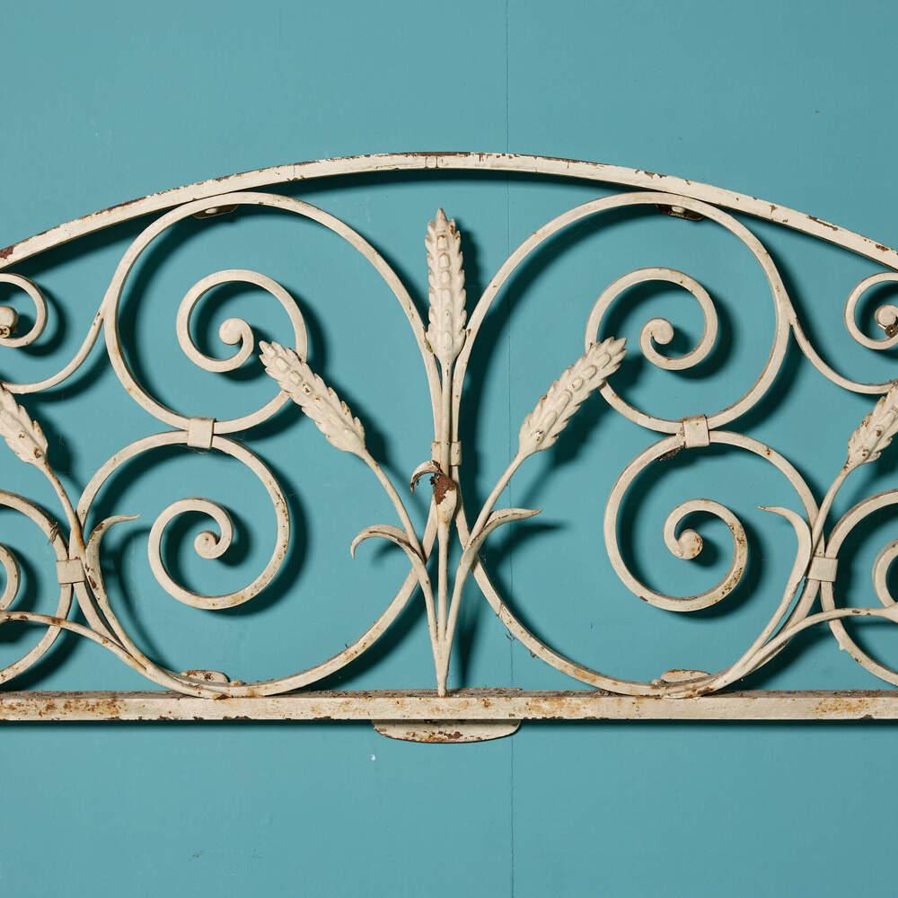Edwardian Reclaimed Wrought Iron Painted Fanlight For Sale