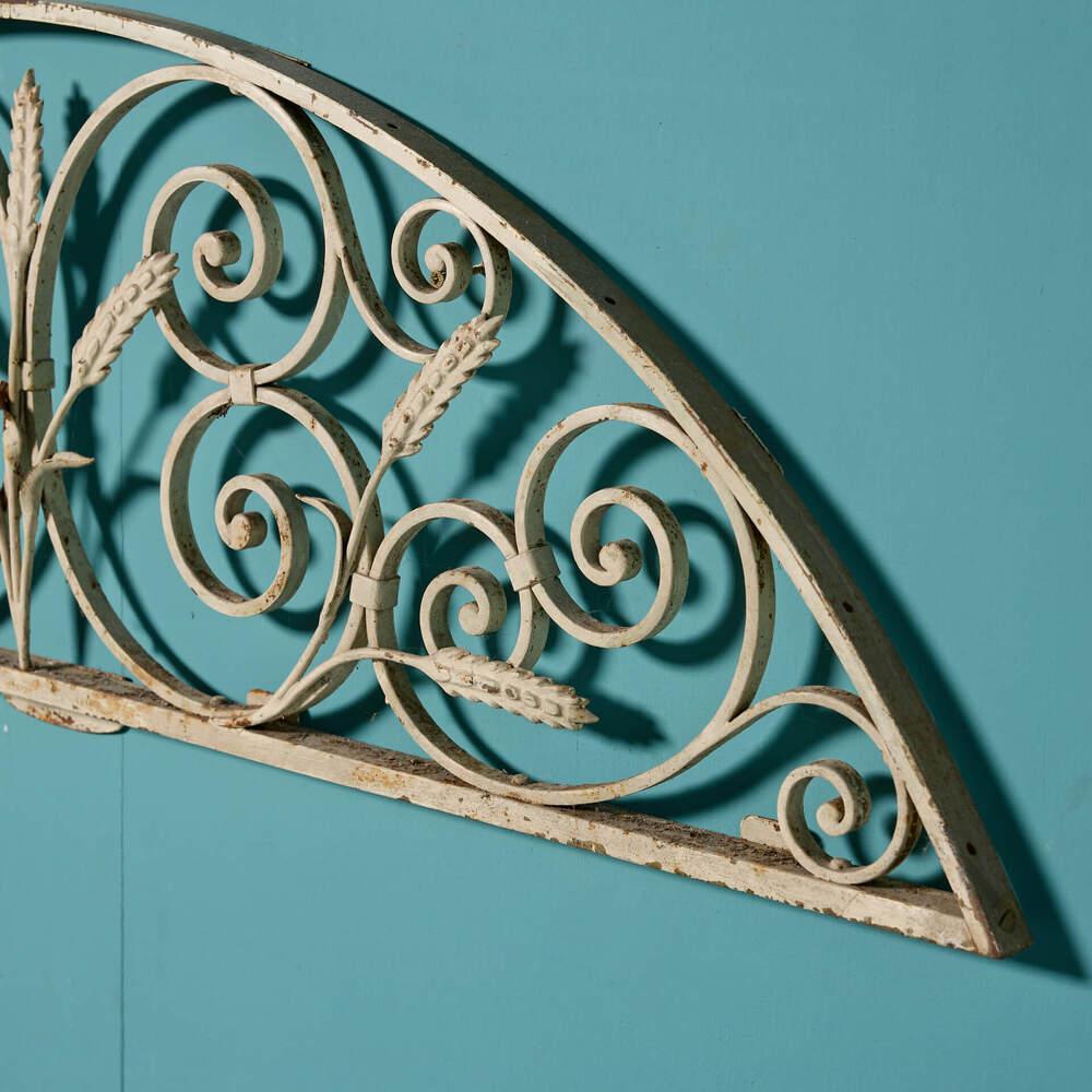 English Reclaimed Wrought Iron Painted Fanlight For Sale
