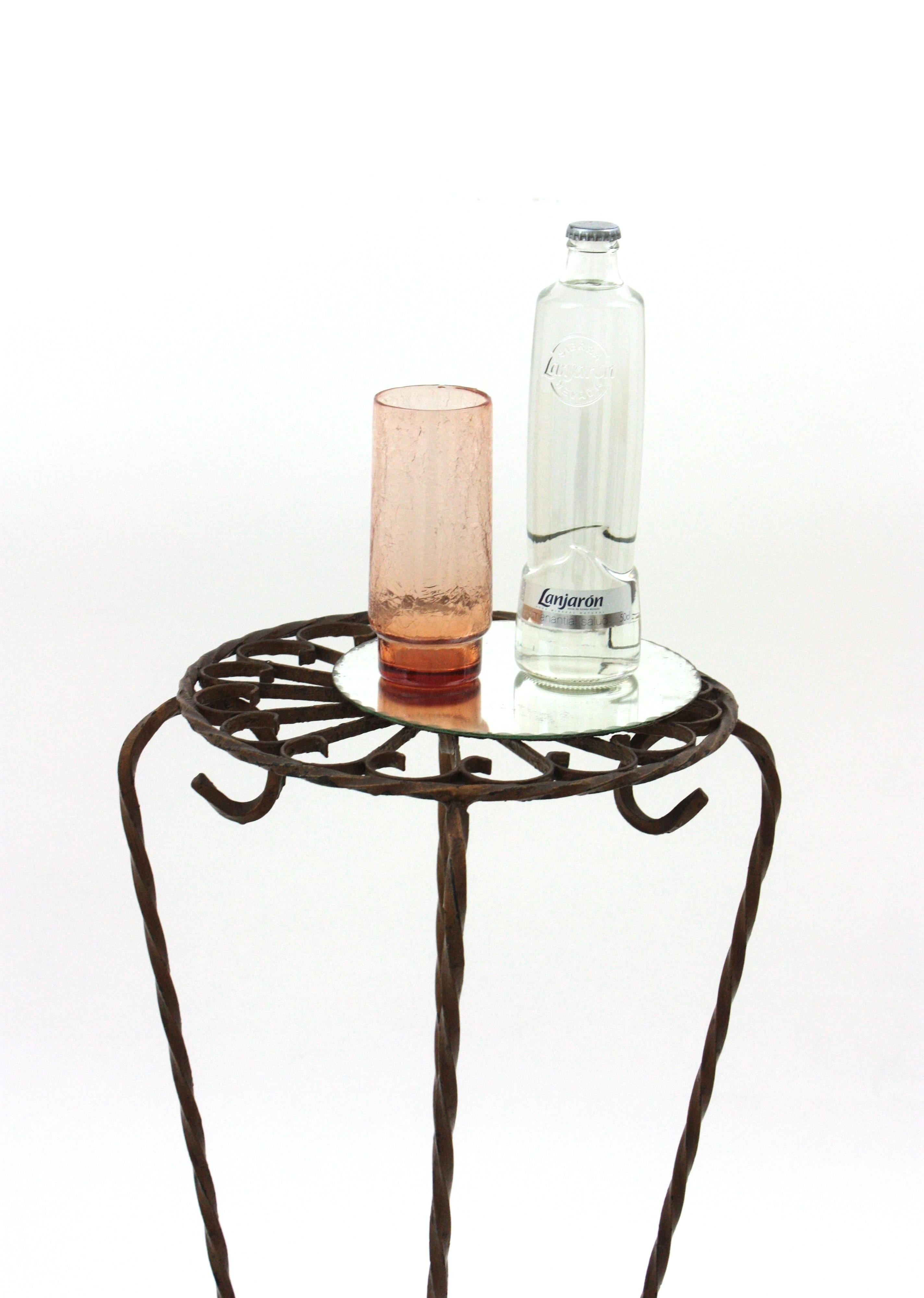 Spanish Scrollwork Wrought Iron Side Table / Drinks Table, 1950s For Sale 6