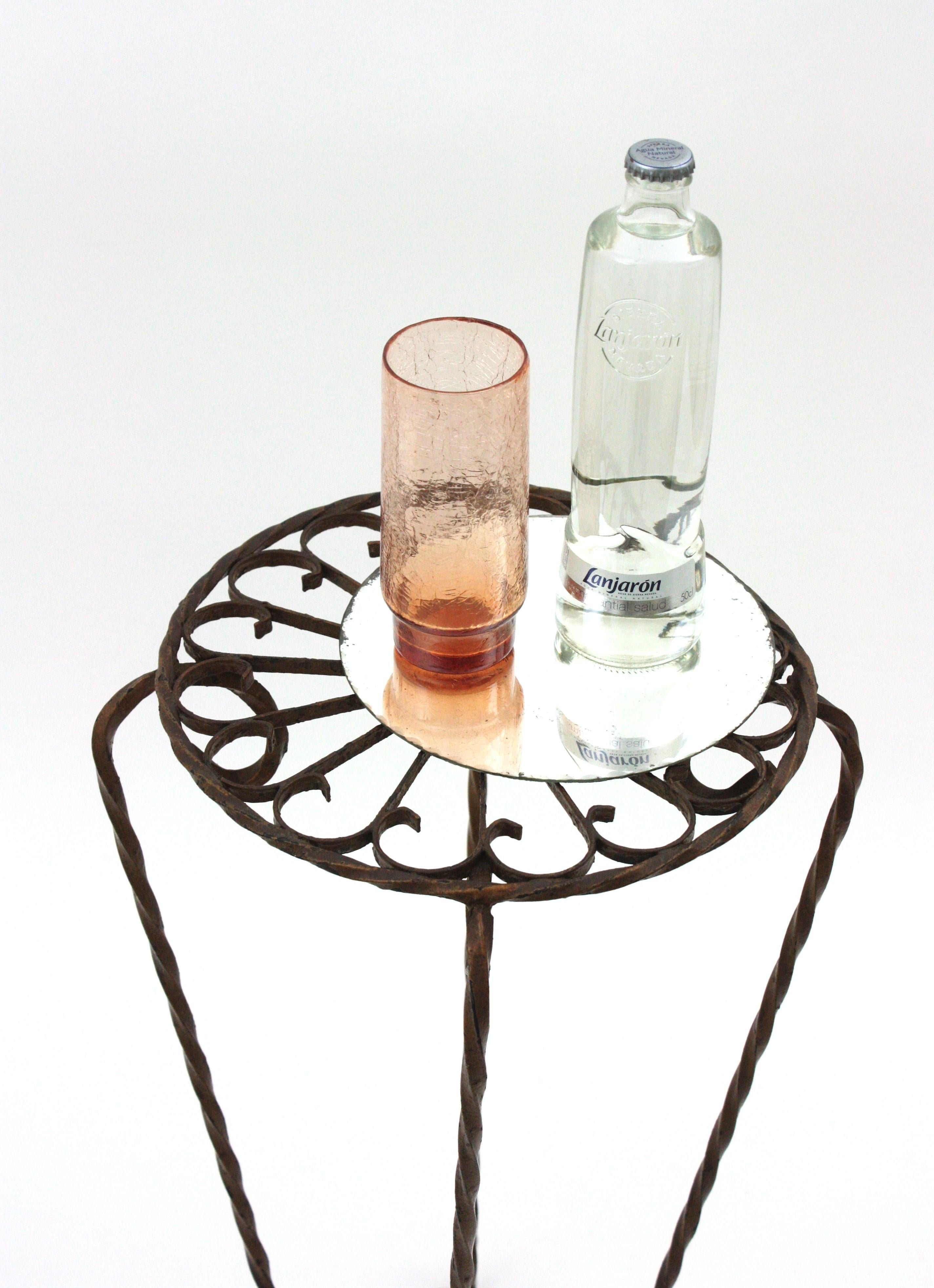 20th Century Spanish Scrollwork Wrought Iron Side Table / Drinks Table, 1950s For Sale