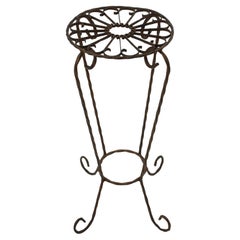 Vintage Spanish Wrought Iron Side Table Gueridon / Drinks Table with Scrollwork Top
