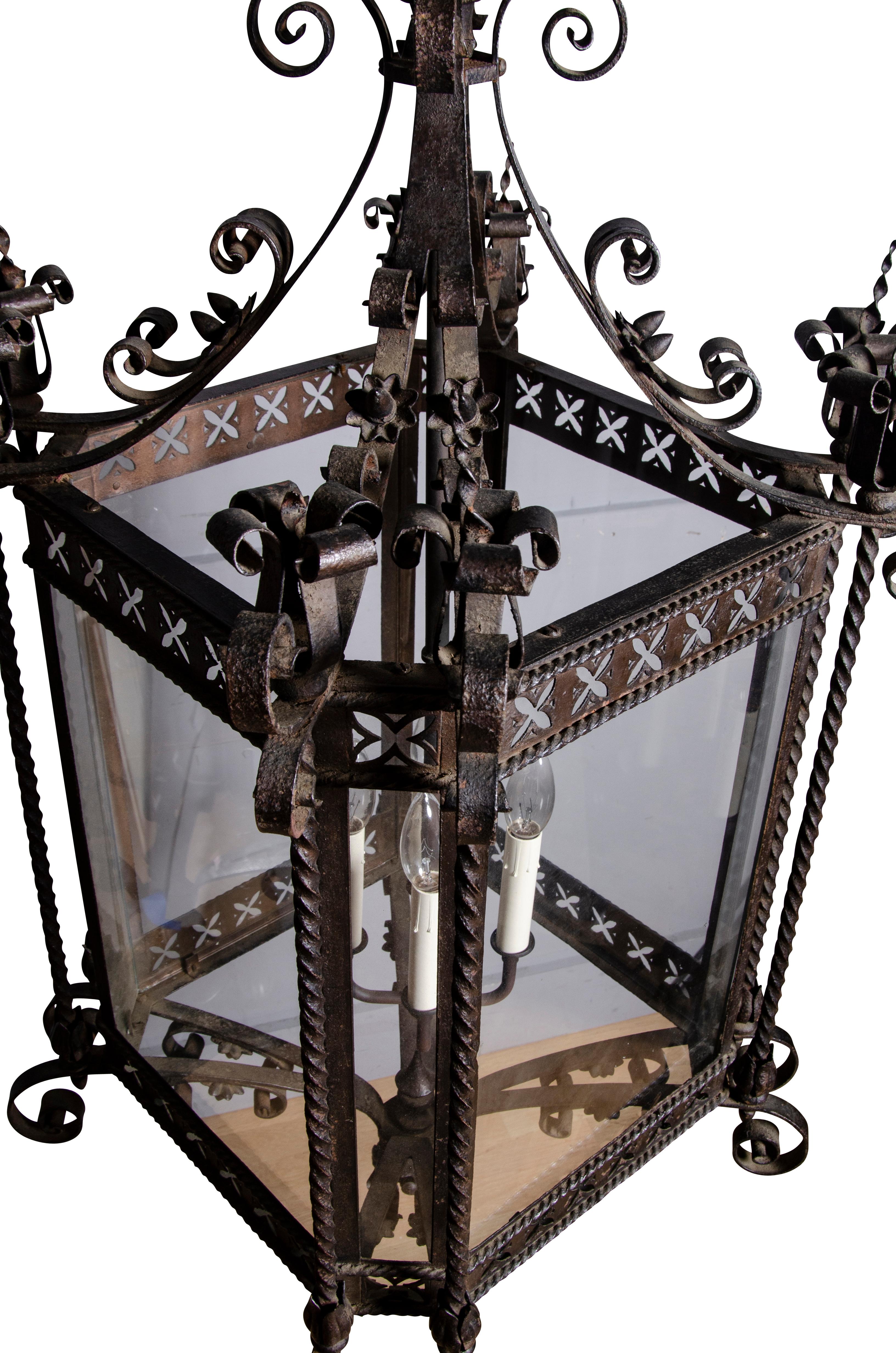 Wrought Iron Hall Lantern For Sale 5