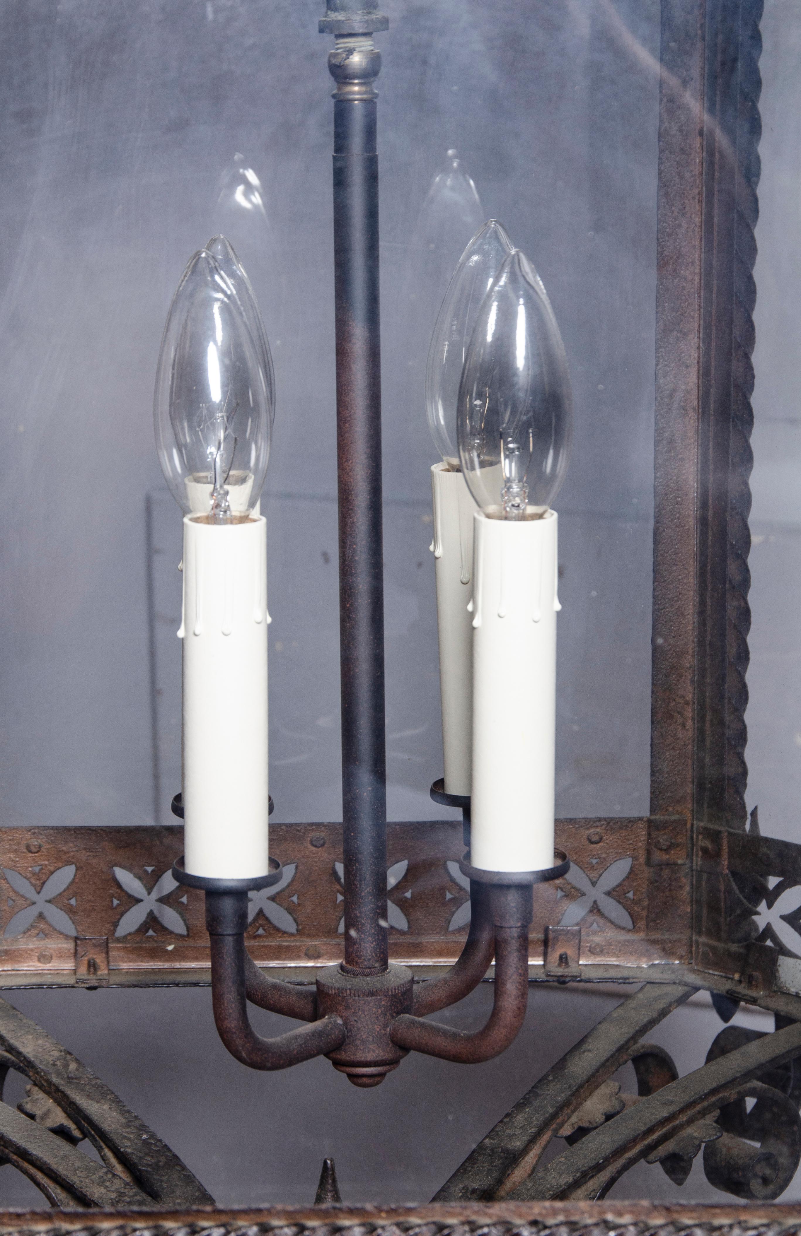 Wrought Iron Hall Lantern For Sale 7