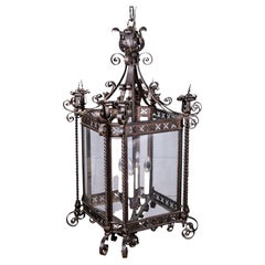 Antique Wrought Iron Hall Lantern