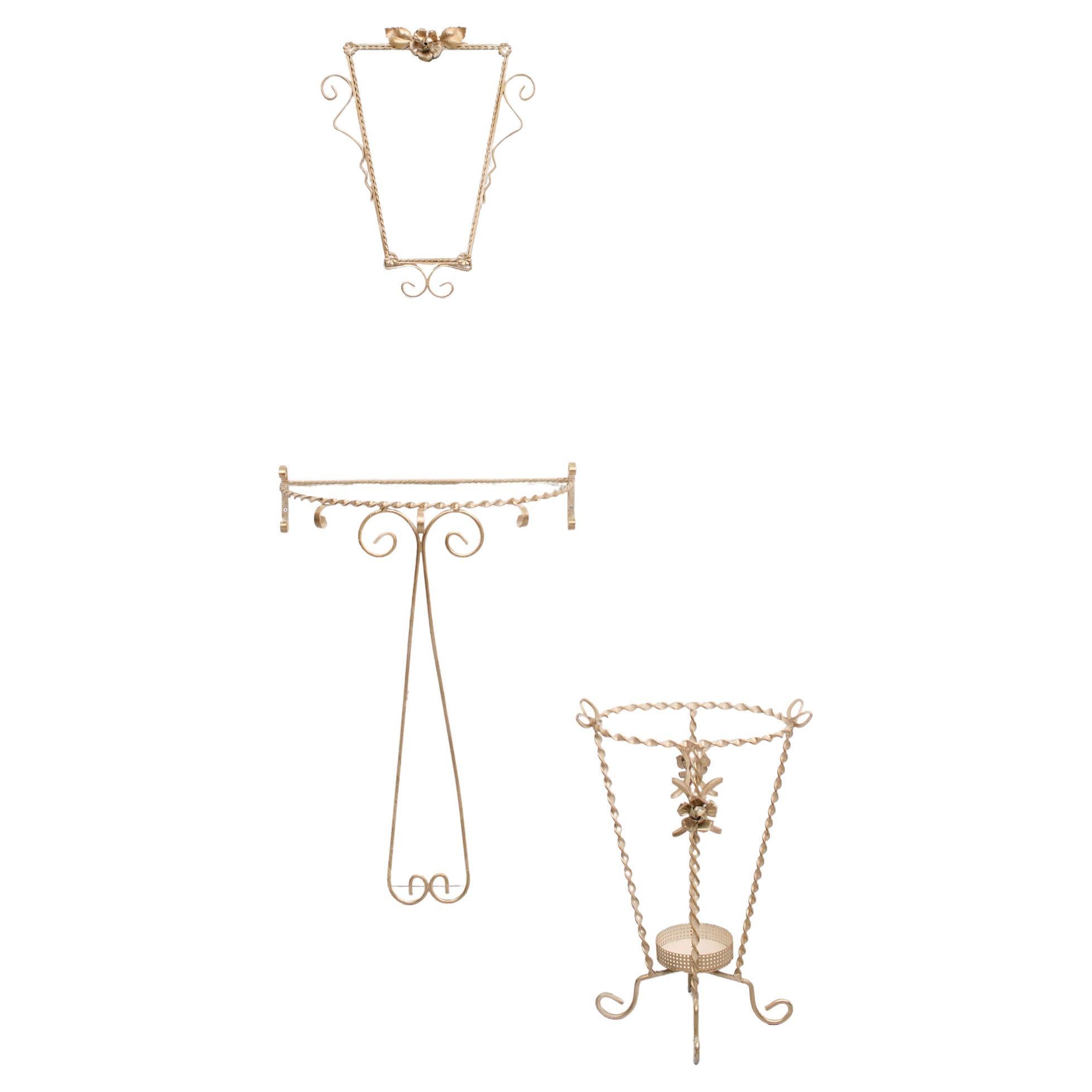 Wrought Iron Hall Set France 1950s For Sale