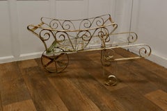 Wrought Iron Hand Cart Wheel Barrow for Plant Display