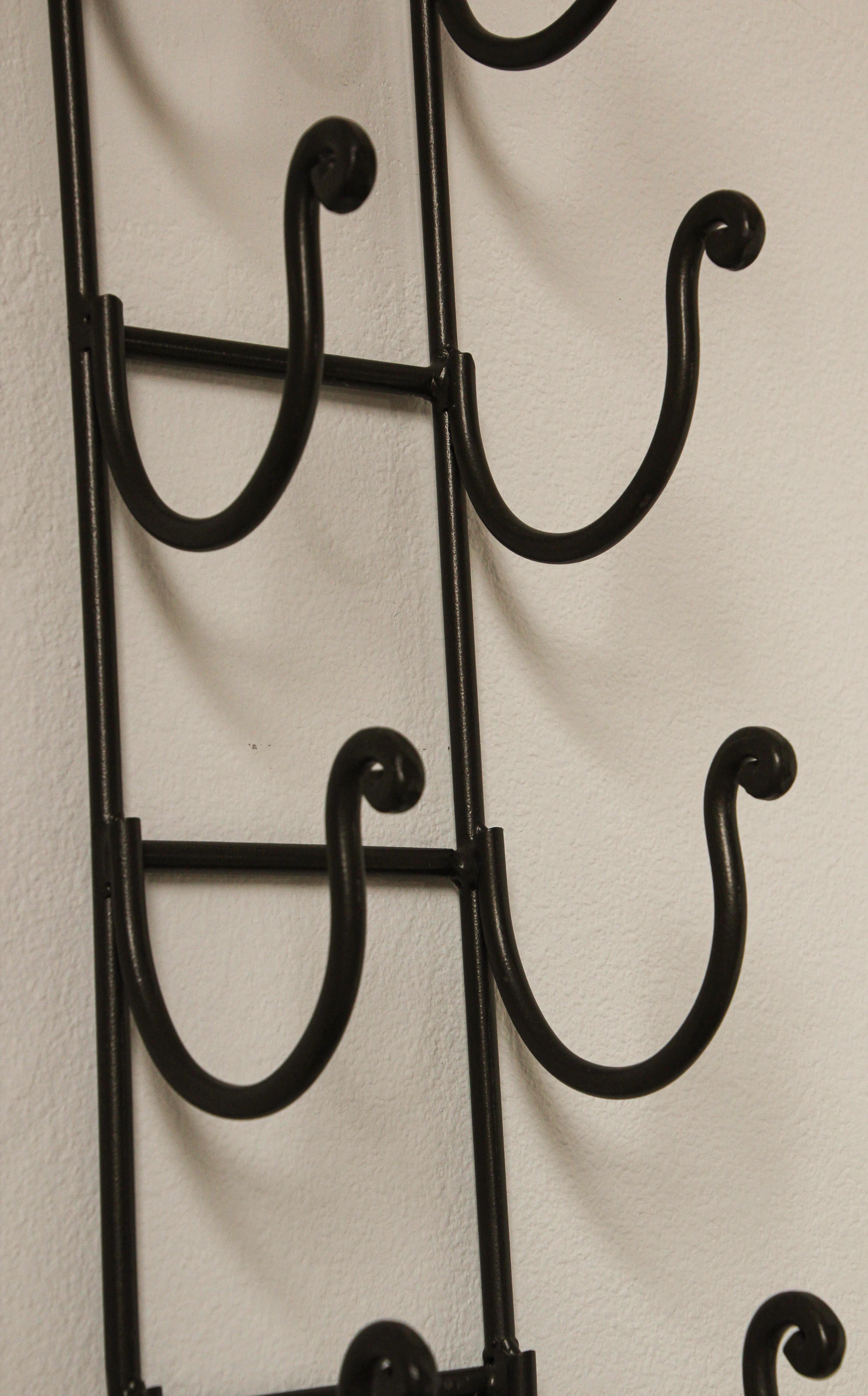 Wrought Iron Hand Forged Wall Mount Wine Rack For Sale 3