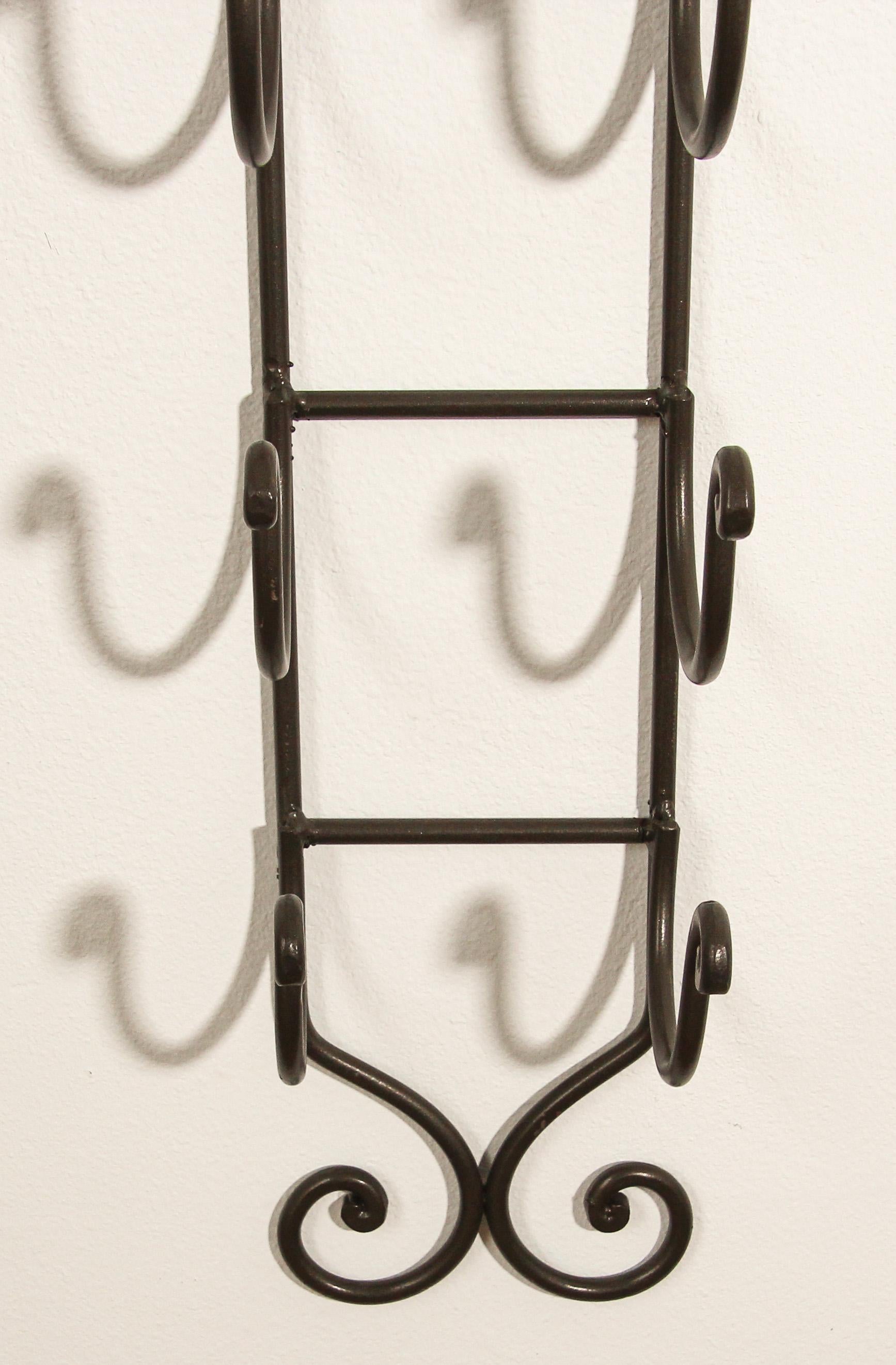 Wrought Iron Hand Forged Wall Mount Wine Rack For Sale 4