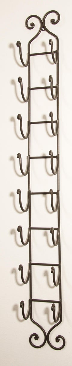 Wrought Iron Hand Forged Wall Mount Wine Rack, Rustic Style