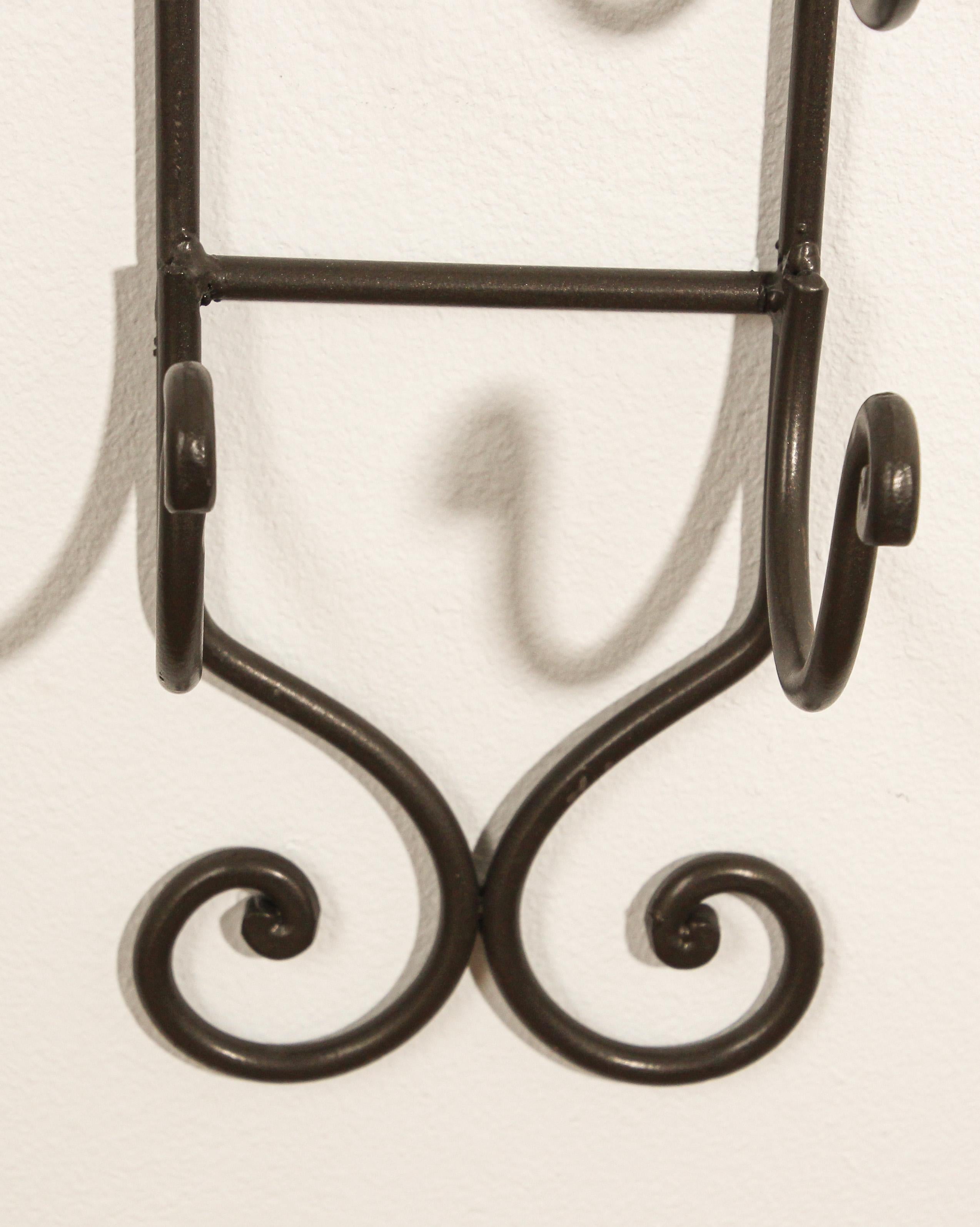 Country Wrought Iron Hand Forged Wall Mount Wine Rack For Sale