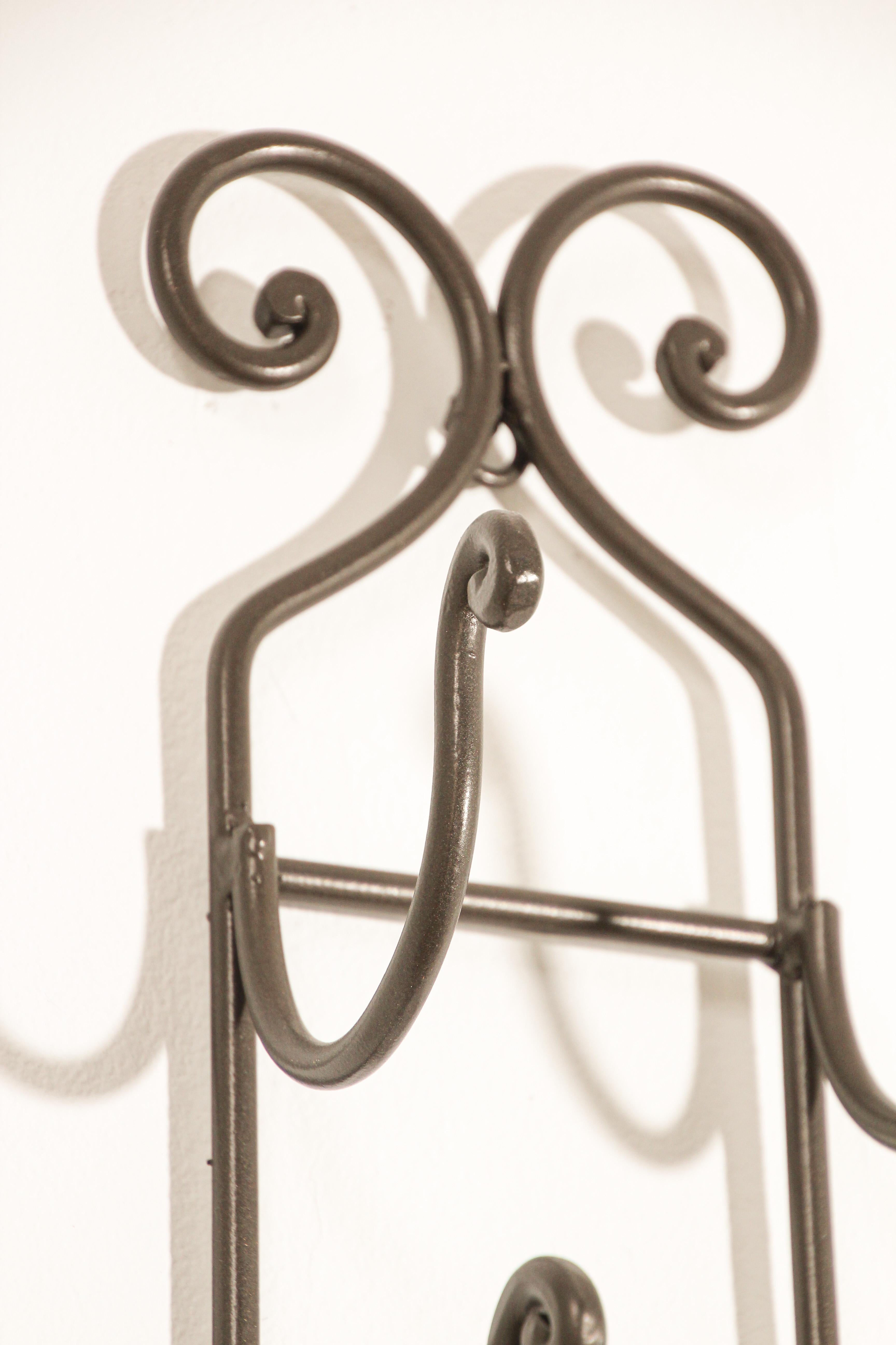 Wrought Iron Hand Forged Wall Mount Wine Rack In Good Condition For Sale In North Hollywood, CA