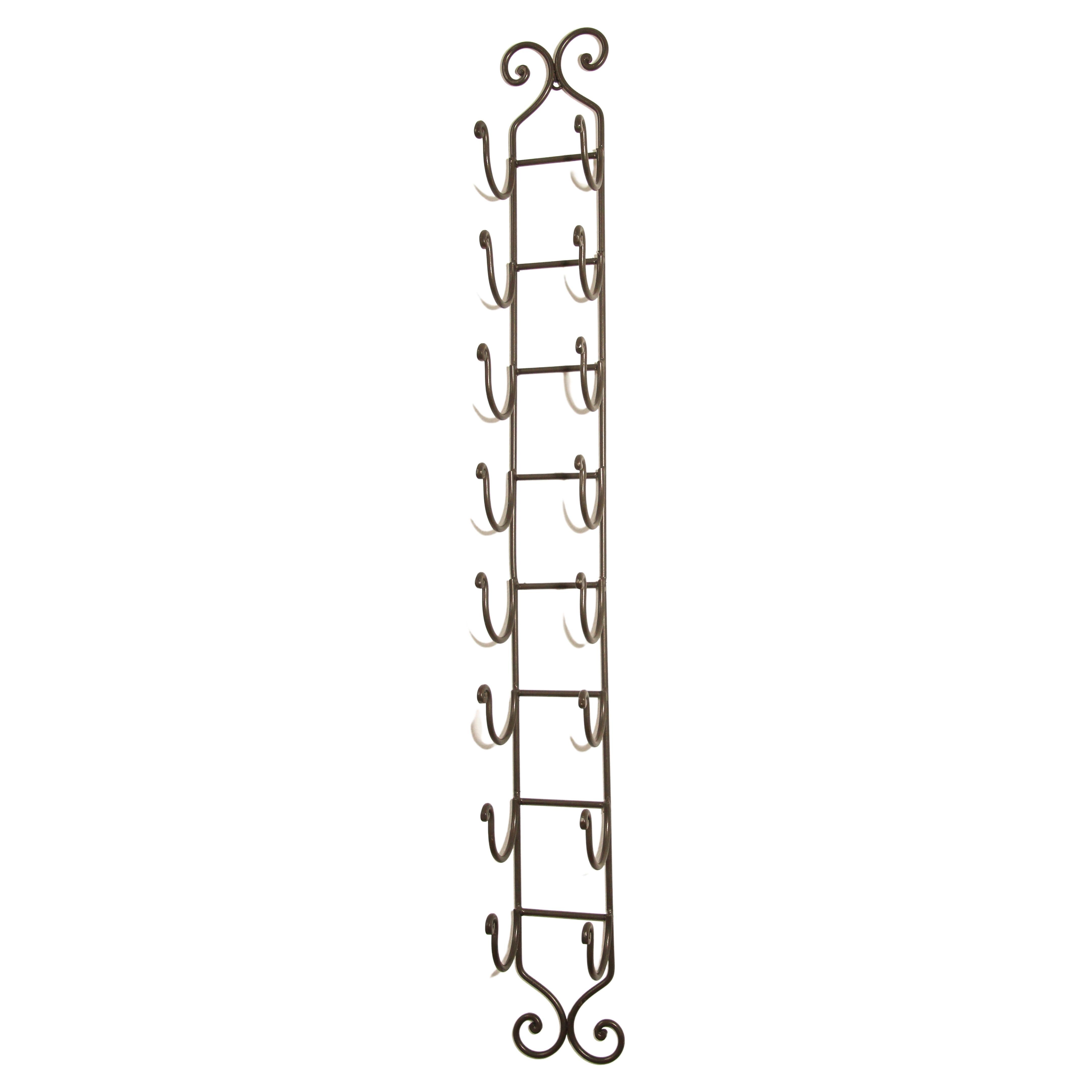 Wrought Iron Hand Forged Wall Mount Wine Rack For Sale