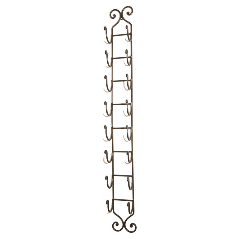 Wrought Iron Hand Forged Wall Mount Wine Rack For At 1stdibs - Wrought Iron Rack Wall Mount