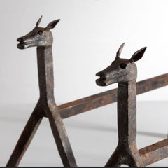 Wrought Iron Horse Andirons, Italian circa 1950