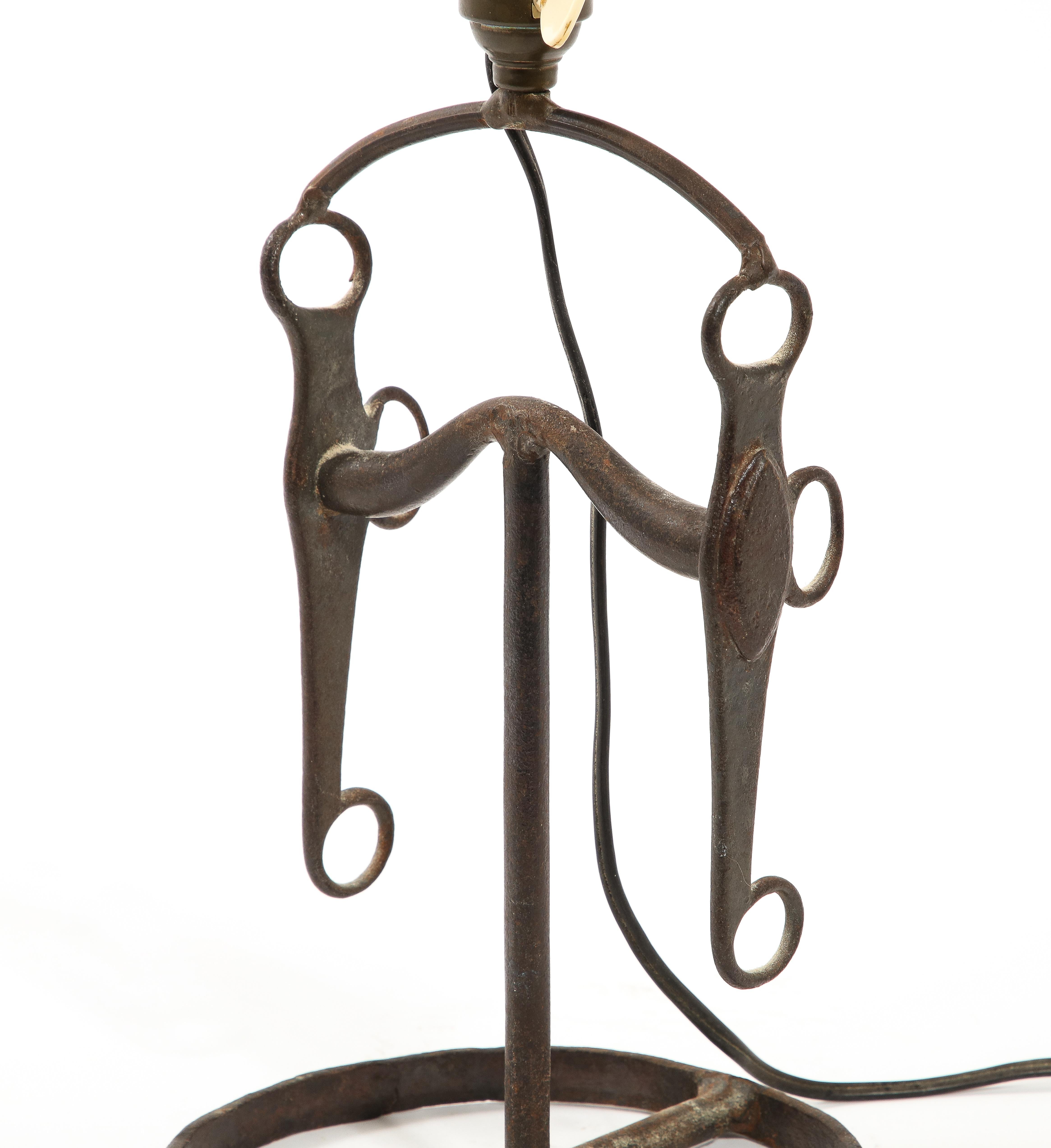 Wrought Iron Horse Bit Table Lamp, France 1950's For Sale 2
