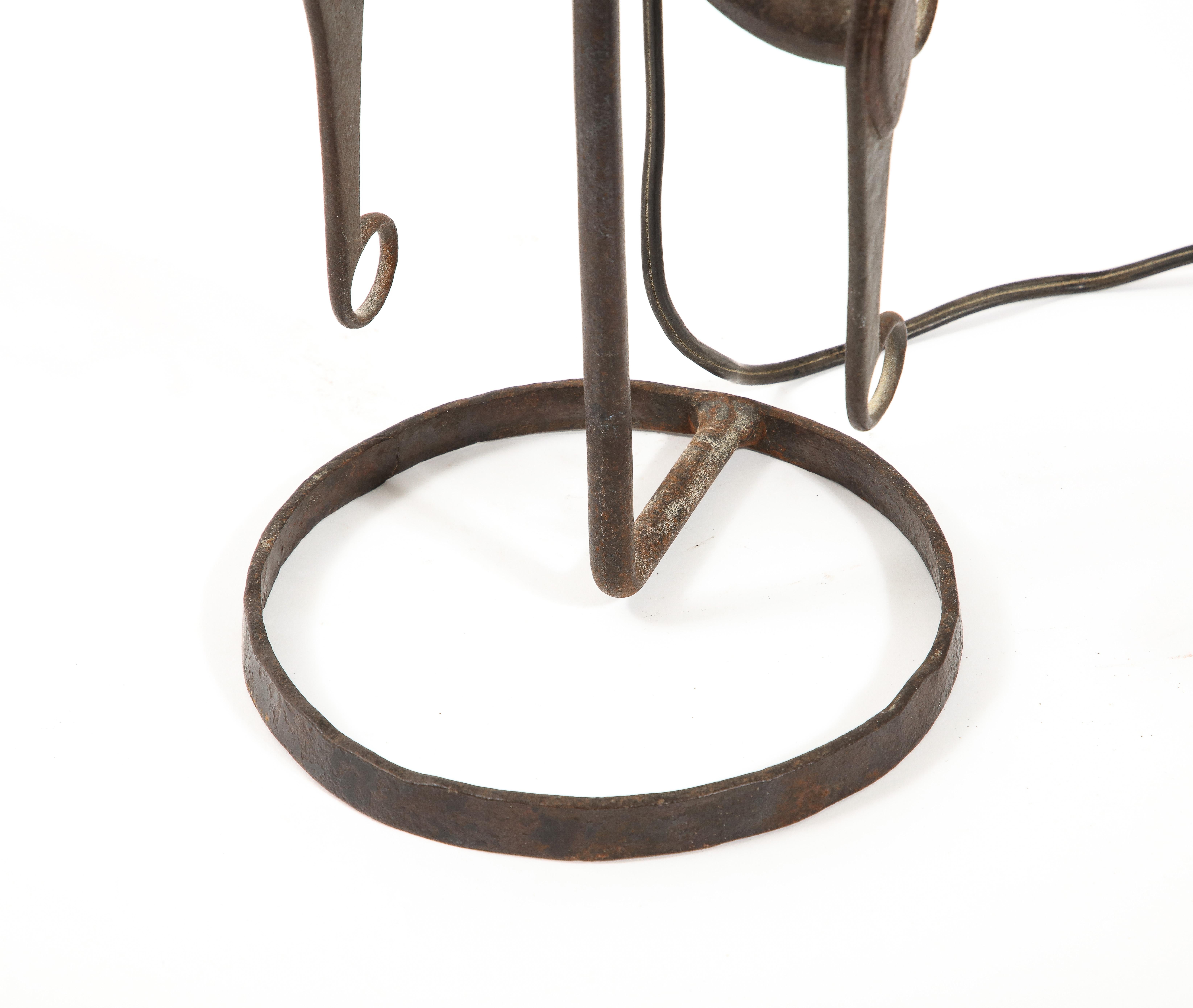 Wrought Iron Horse Bit Table Lamp, France 1950's For Sale 3