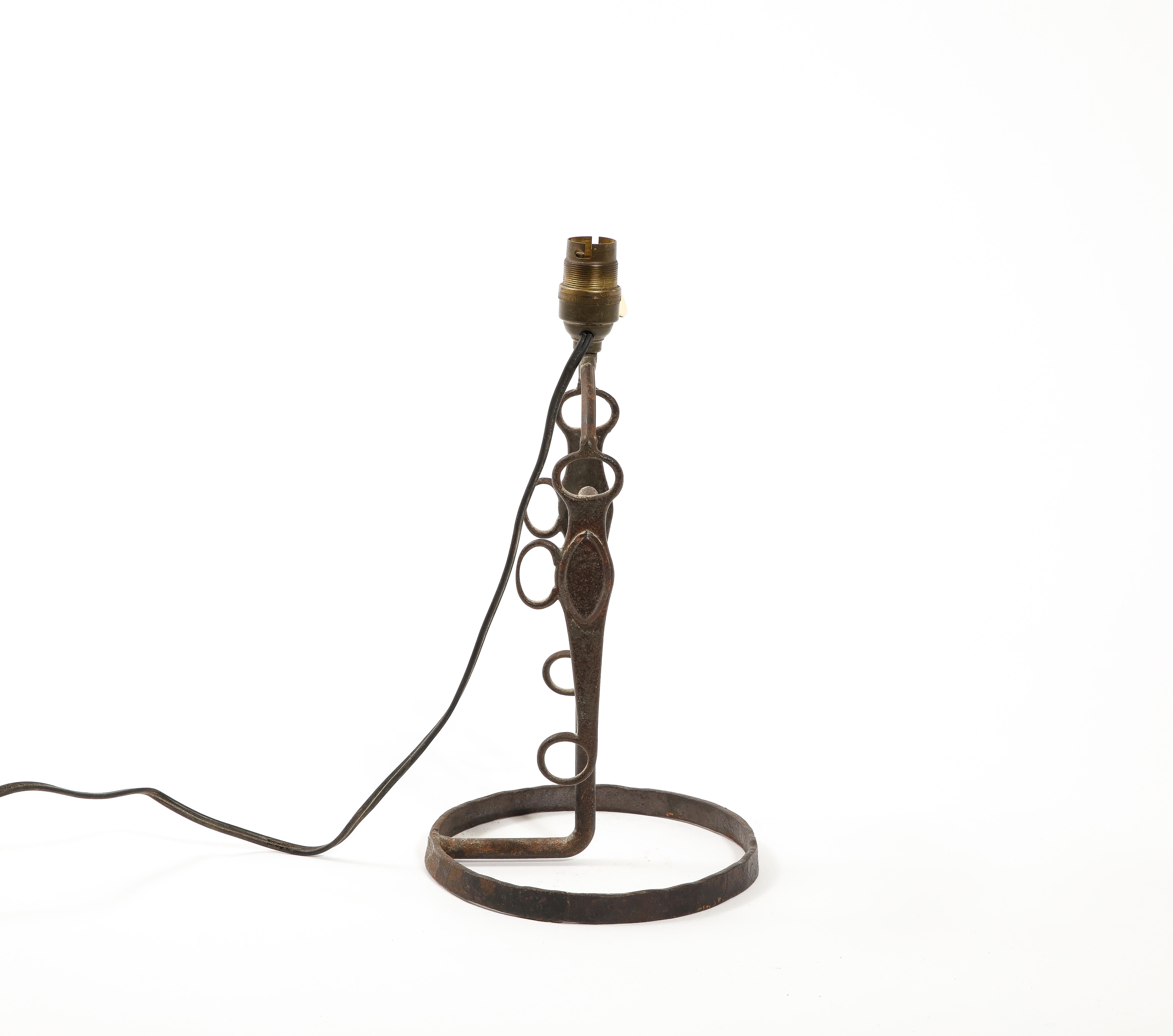 Wrought Iron Horse Bit Table Lamp, France 1950's In Good Condition For Sale In New York, NY