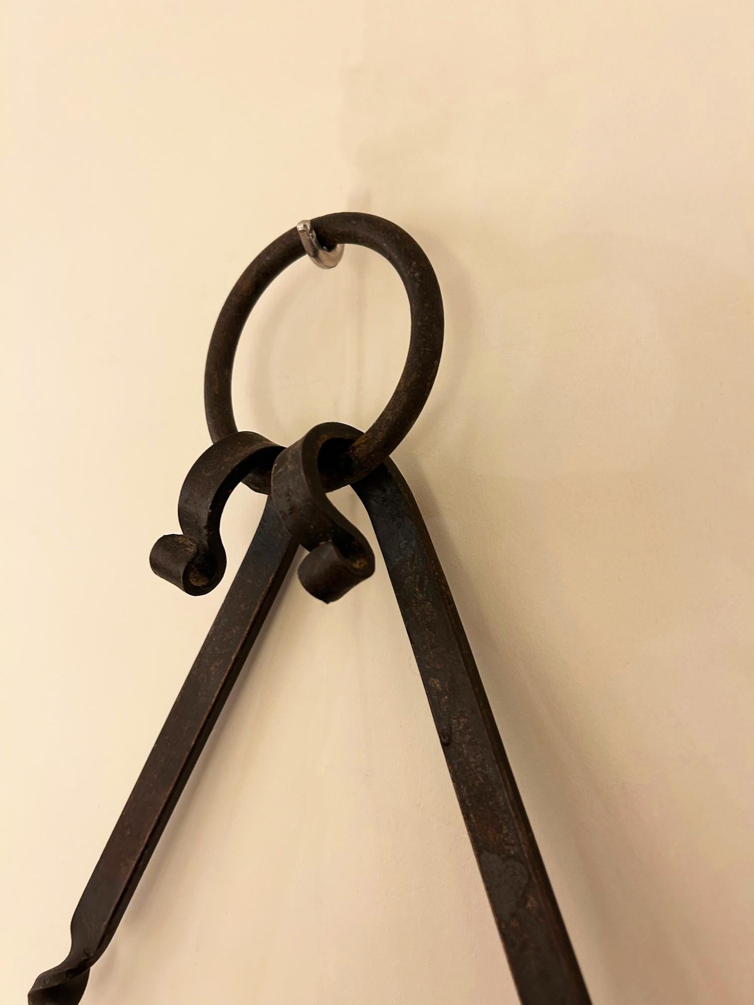 Mid-20th Century Wrought Iron Hung Mirror For Sale