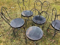 Bistro Chairs Wrought Iron Ice Cream Parlor Chairs Set of 5 Distressed