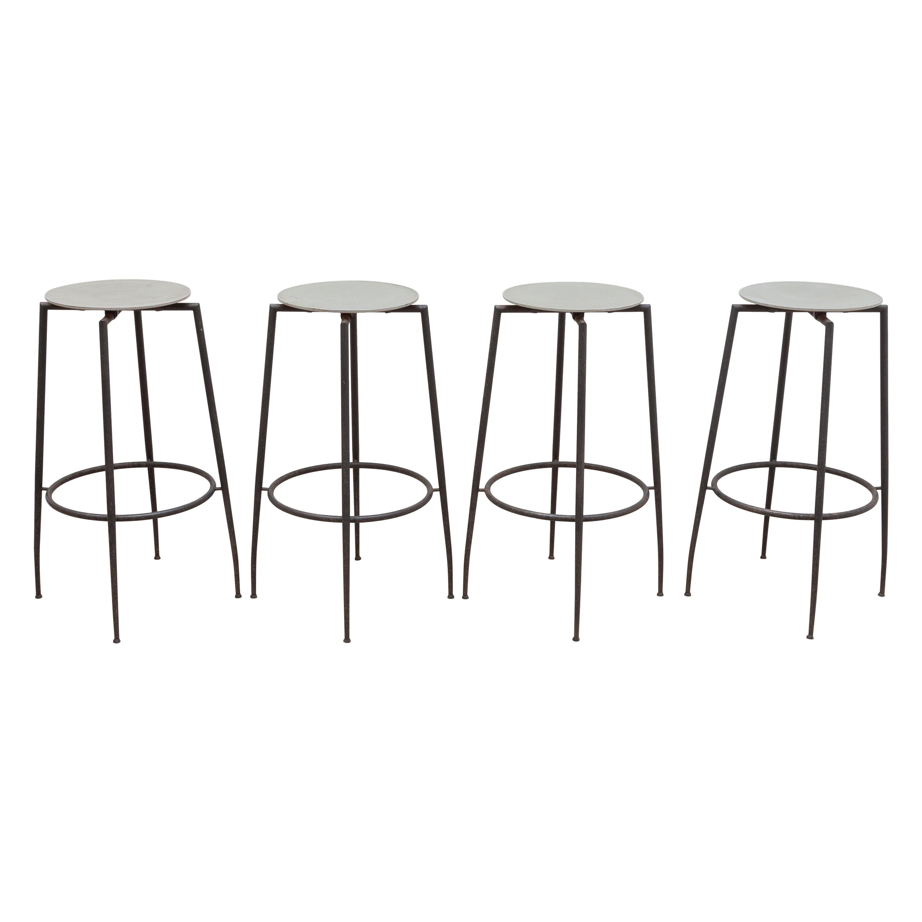 Wrought Iron Industrial Foot Stools Designed by Foraform, Norway For Sale