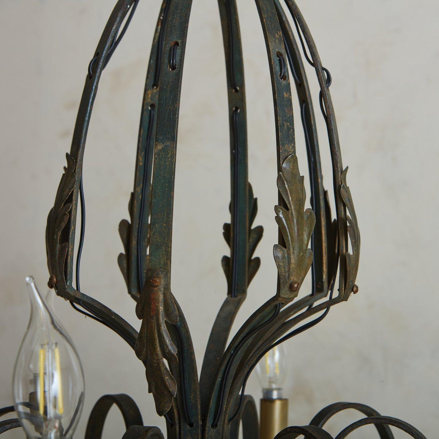 Wrought Iron Iron Chandelier, France, 1920s For Sale 5