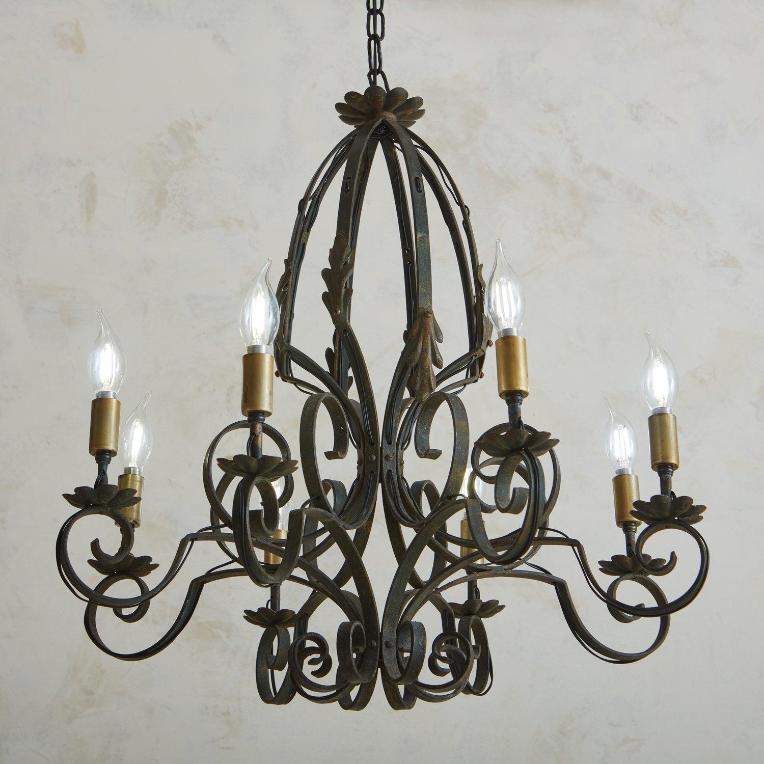 French Wrought Iron Iron Chandelier, France, 1920s For Sale