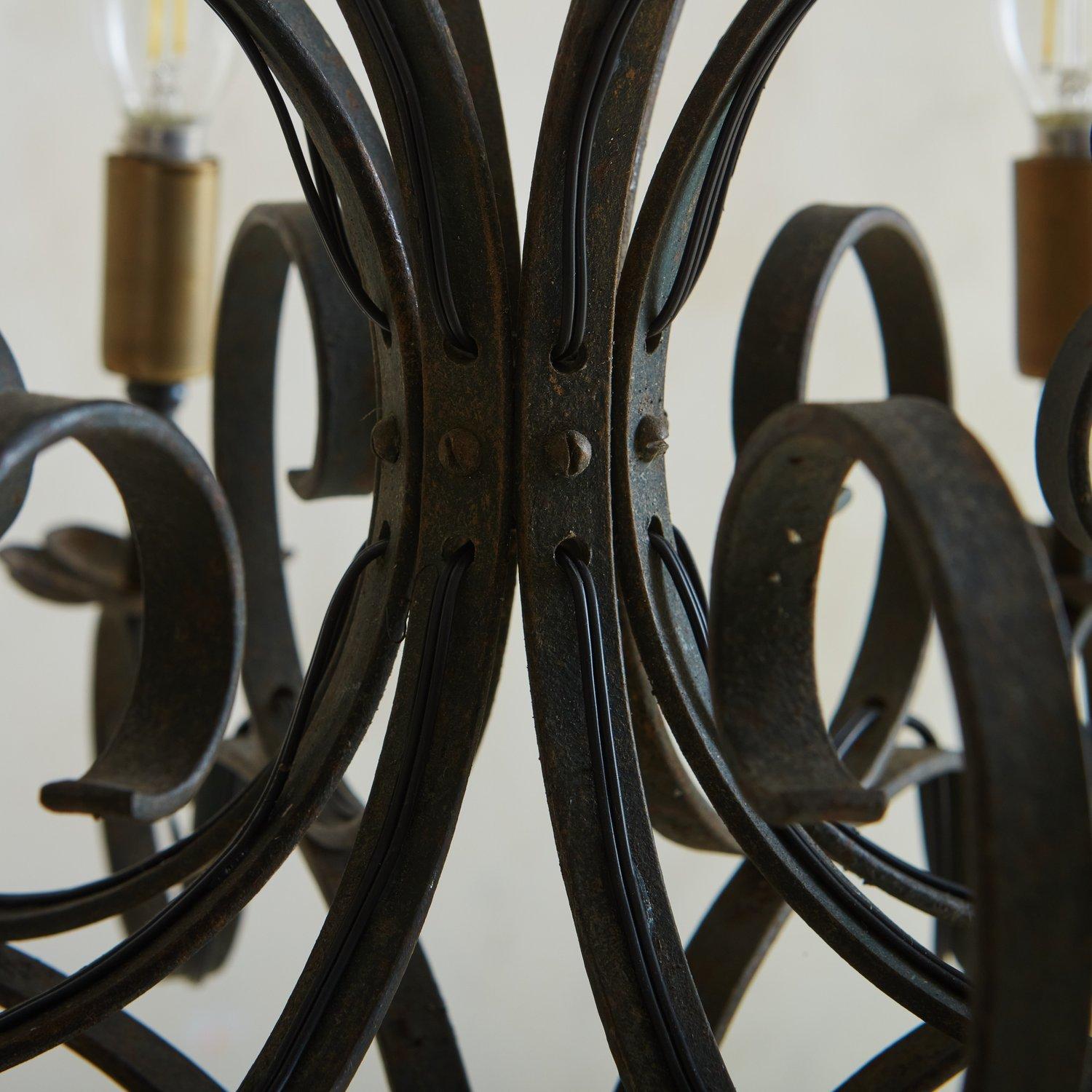 Wrought Iron Iron Chandelier, France, 1920s For Sale 2