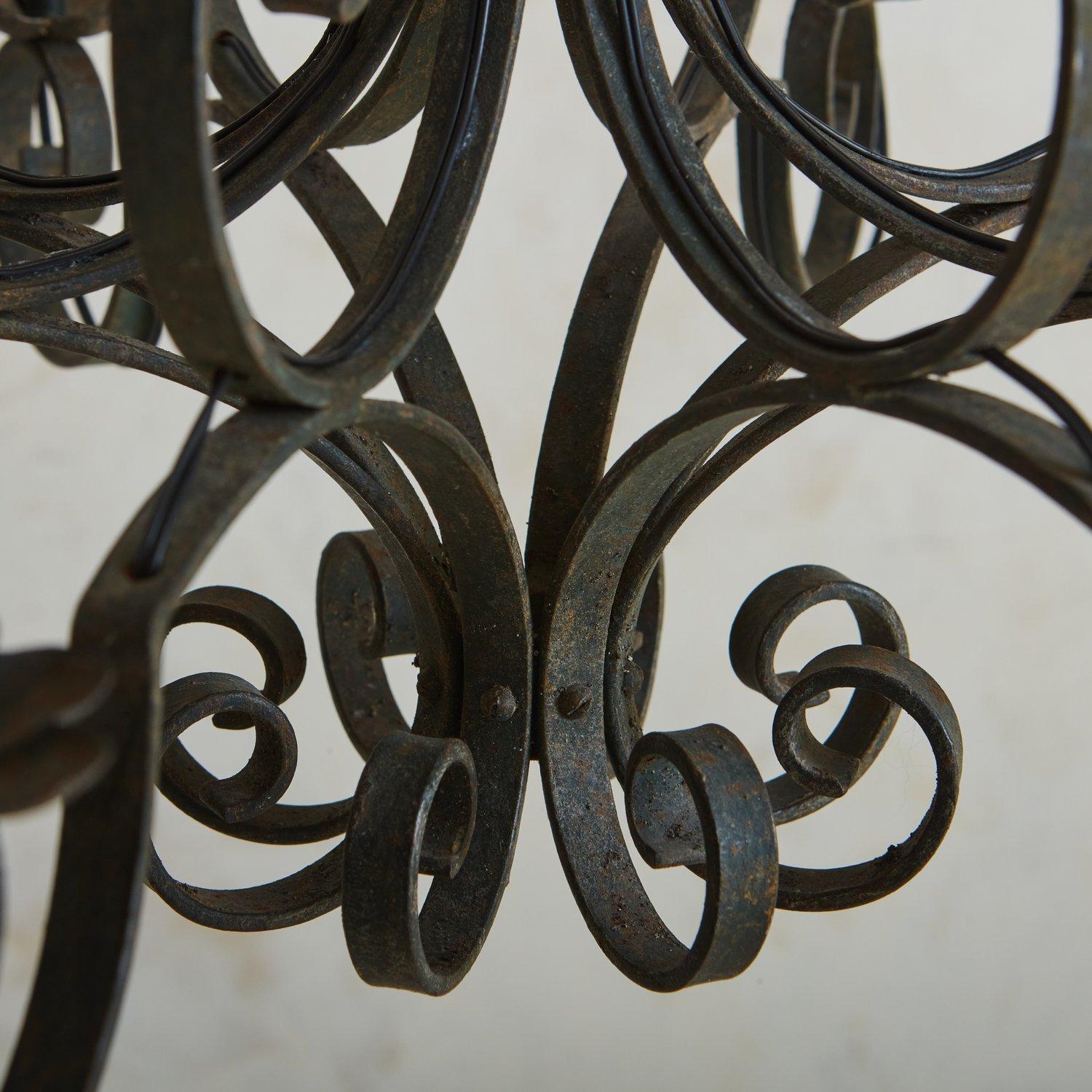 Wrought Iron Iron Chandelier, France, 1920s For Sale 3